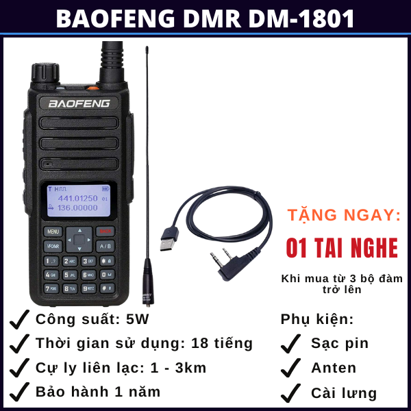 bộ đàm baofeng dmr dm-1801 bắc ninh bo-dam-baofeng-dmr-dm-1801-bac-ninh