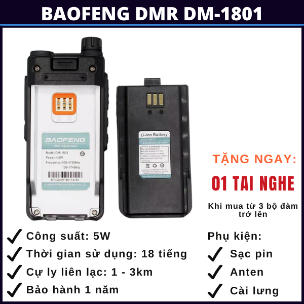 bộ đàm baofeng dmr dm-1801 lạng sơn